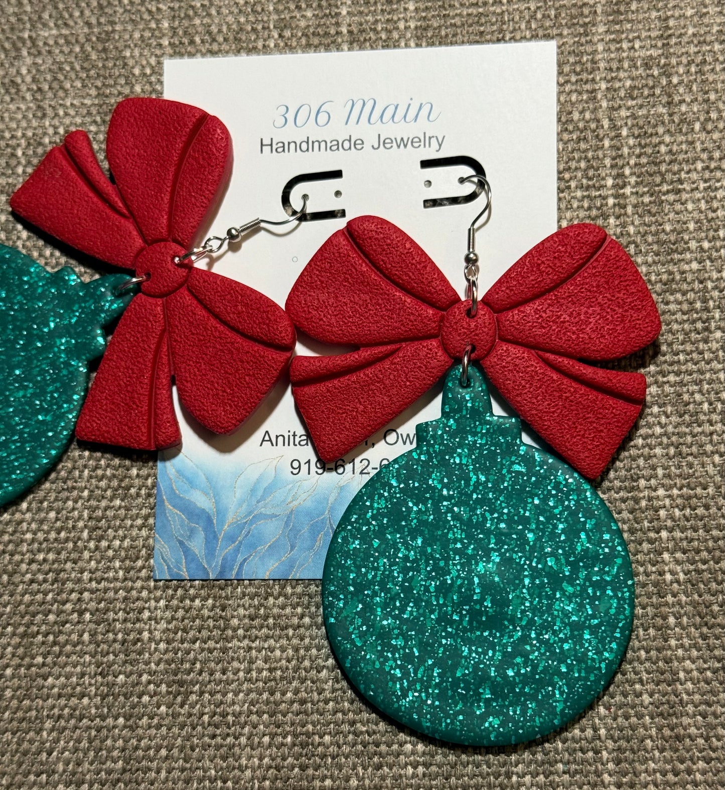 Ornament Earrings - Red & Green