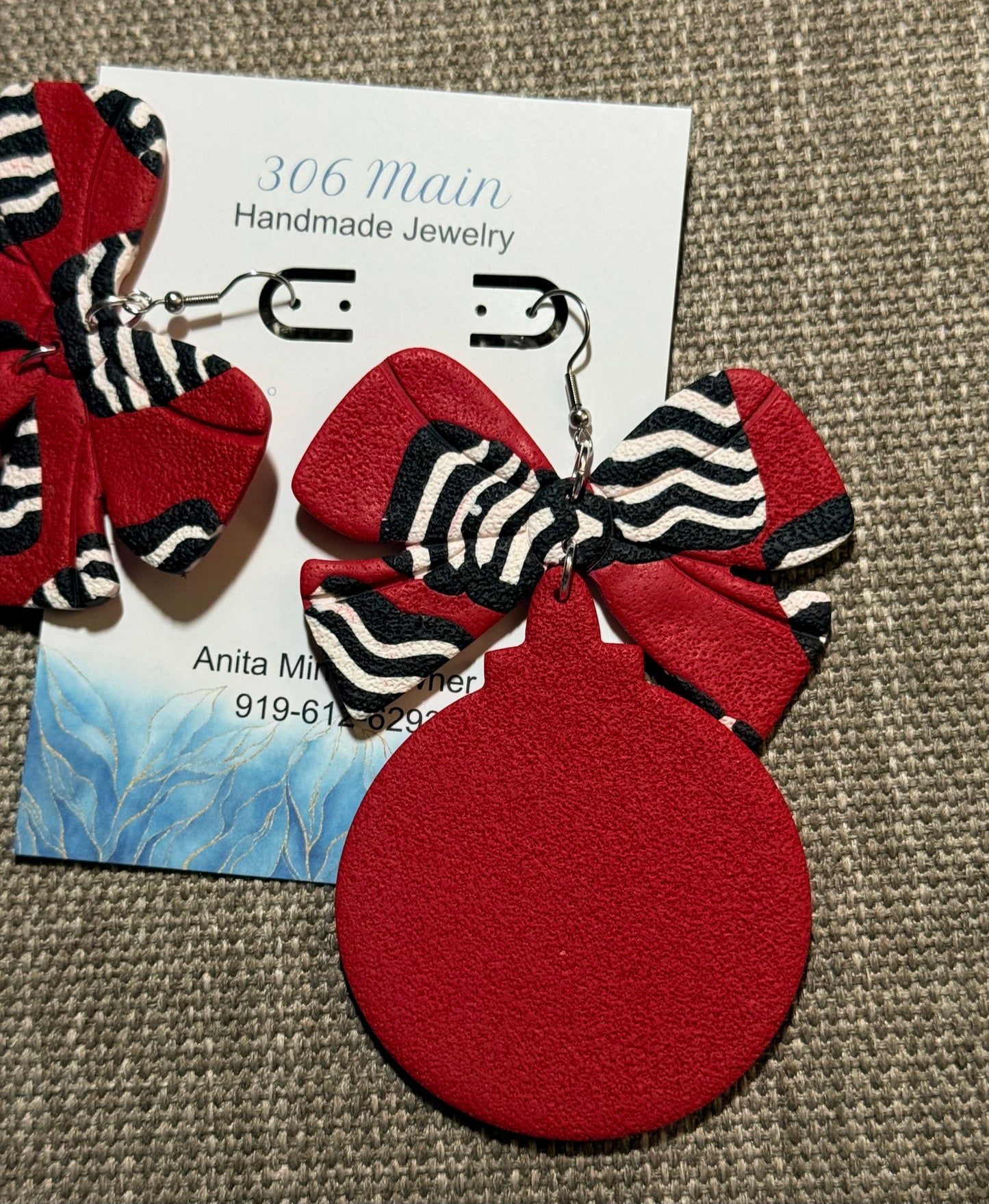 Ornament Earrings - Red/Black/White