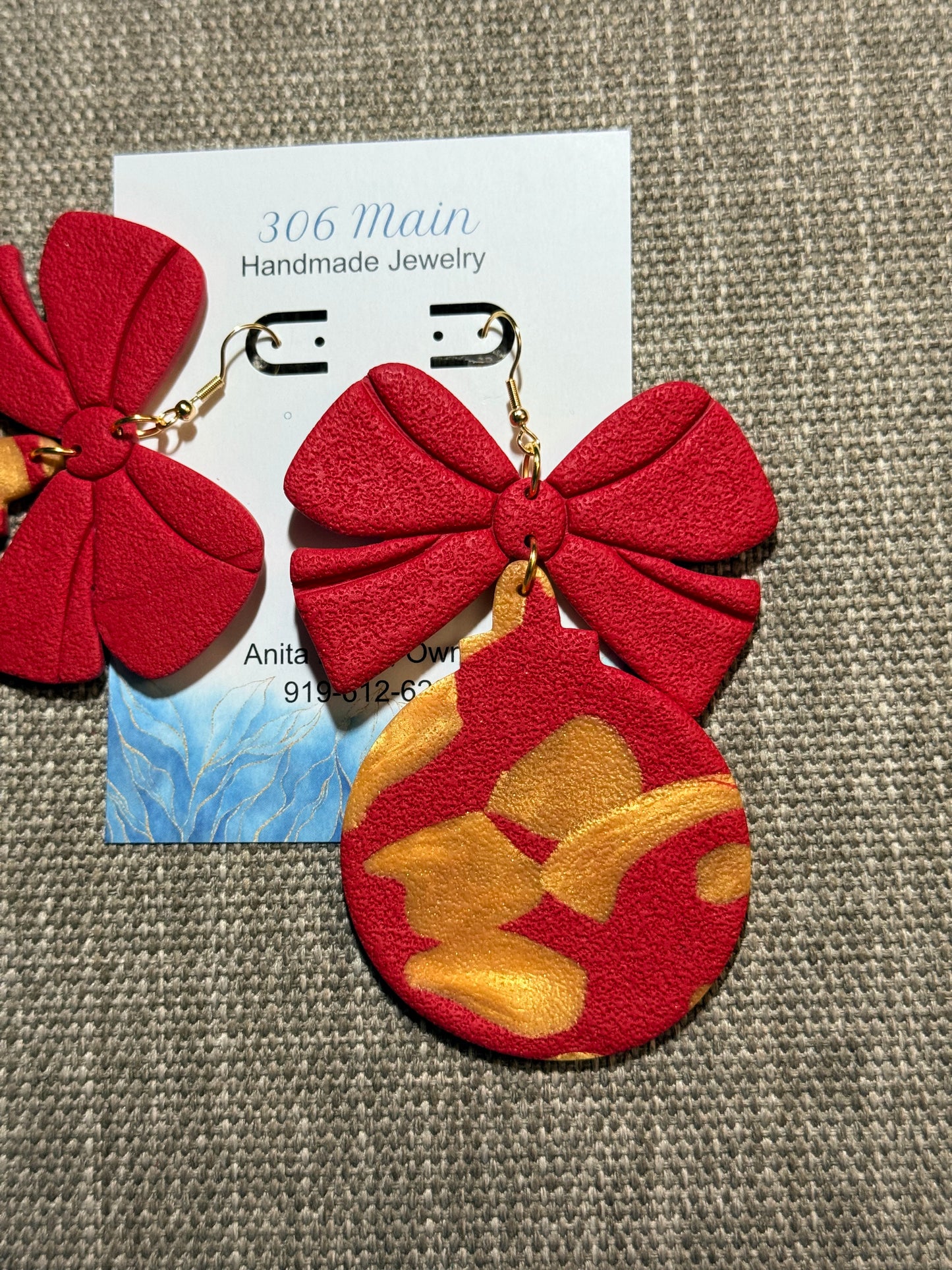 Ornament Earrings - Red & Gold