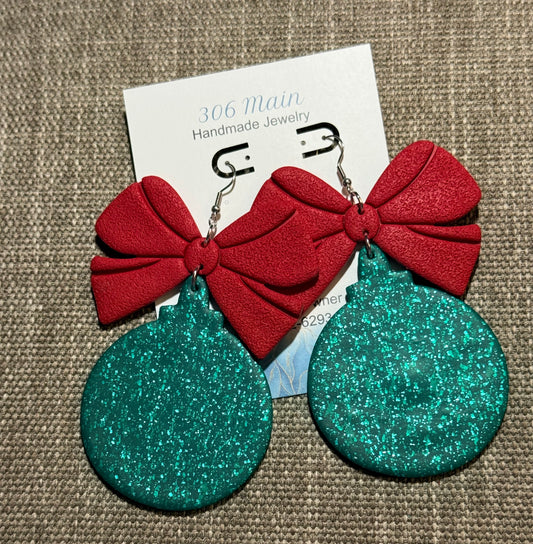 Ornament Earrings - Red & Green