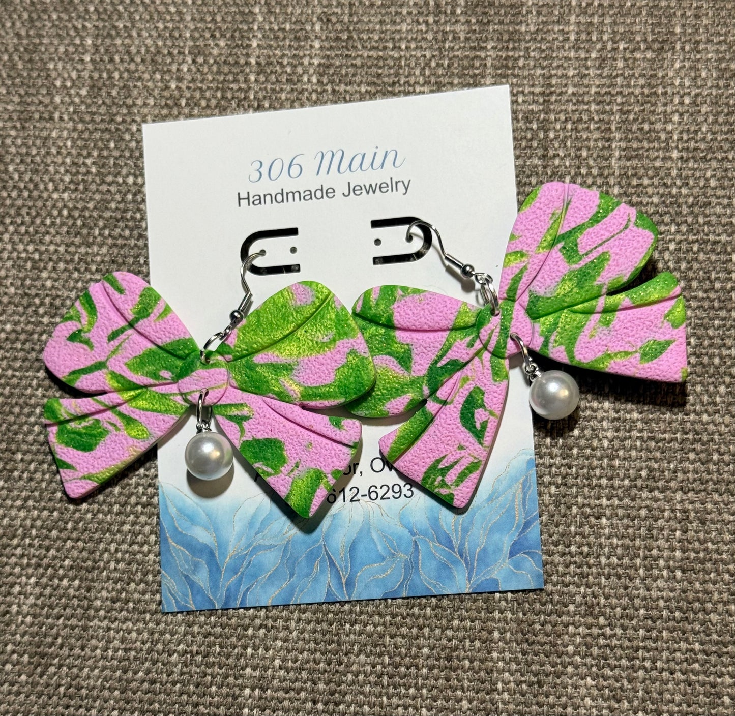 Bow - Pink & Green
