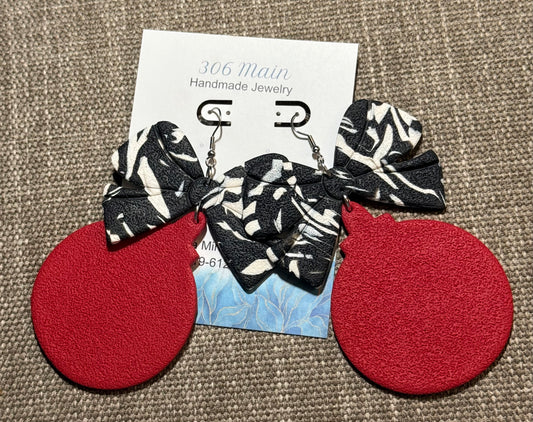 Ornament Earrings - Black/White/Red
