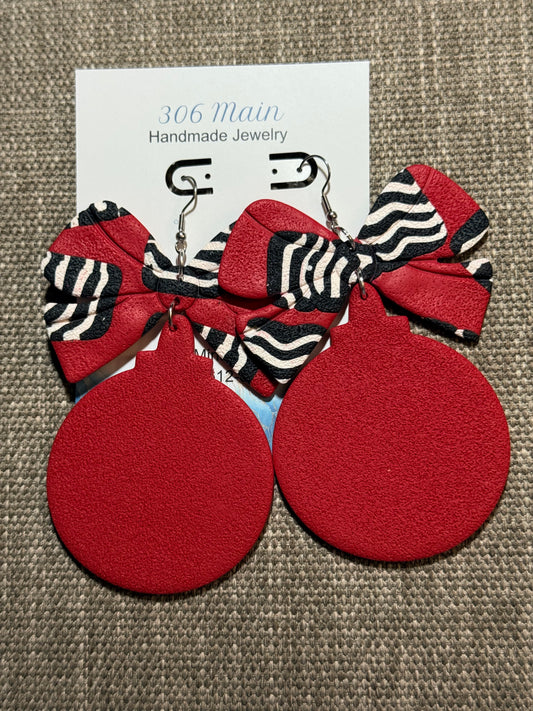 Ornament Earrings - Red/Black/White