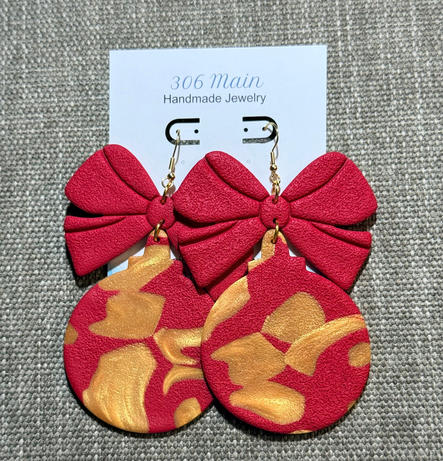 Ornament Earrings - Red & Gold