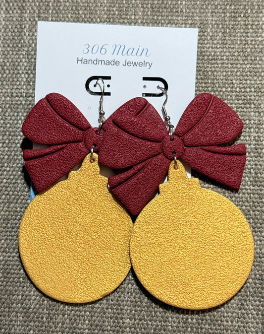 Ornament Earrings - Burgundy & Gold