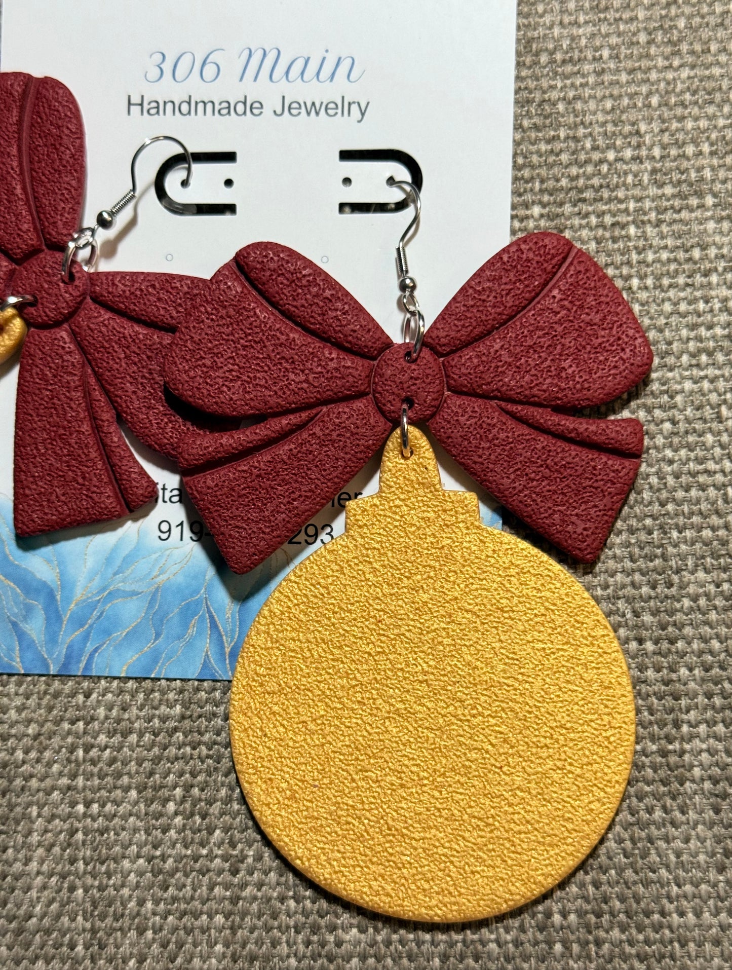 Ornament Earrings - Burgundy & Gold